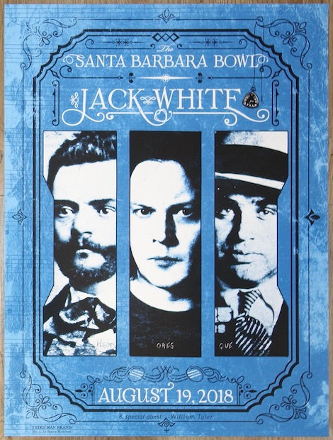 2018 Jack White - Santa Barbara Silkscreen Concert Poster by Mathieu Bitton