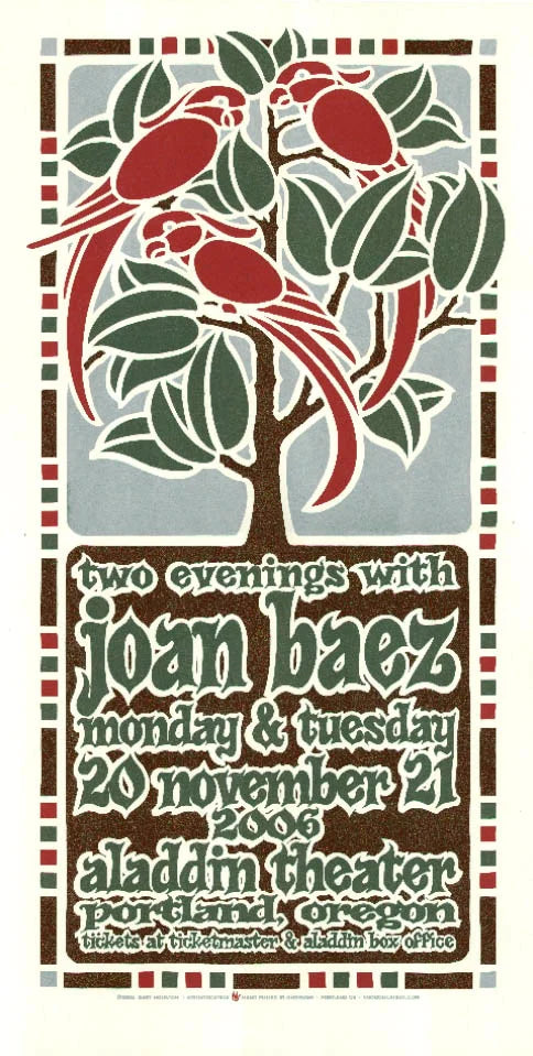2006 Joan Baez - Portland Silkscreen Concert Poster by Gary Houston