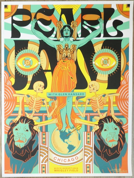 2024 Pearl Jam - Chicago Silkscreen Concert Poster by Justine McAllister AP