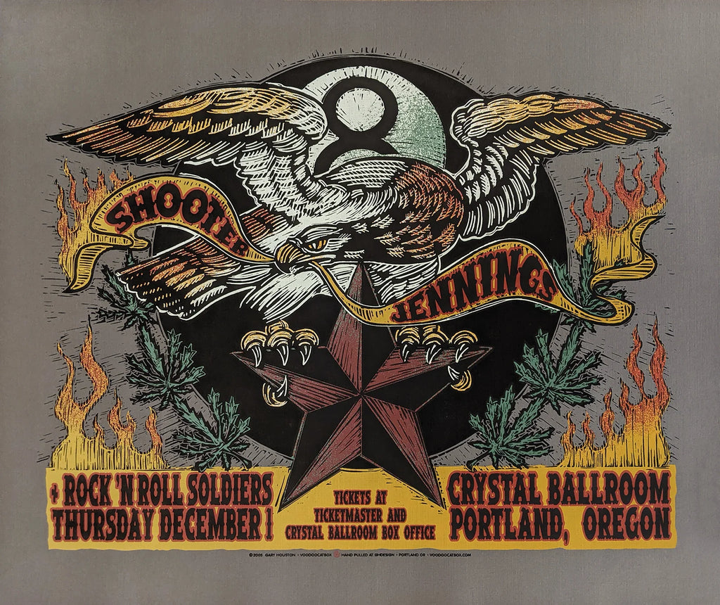 2005 Shooter Jennings - Portland Silkscreen Concert Poster by Gary Houston