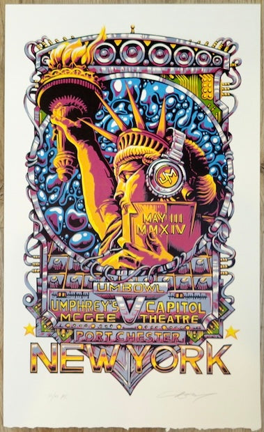 2014 Umphrey's McGee - Port Chester Linocut Concert Poster by AJ Masthay