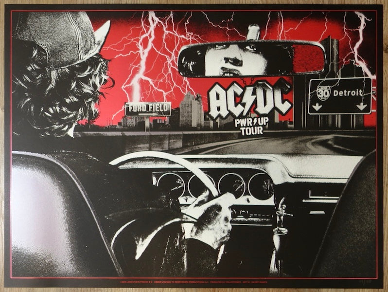 2025 AC/DC - Detroit Red Foil Concert Poster by the Silent Giants