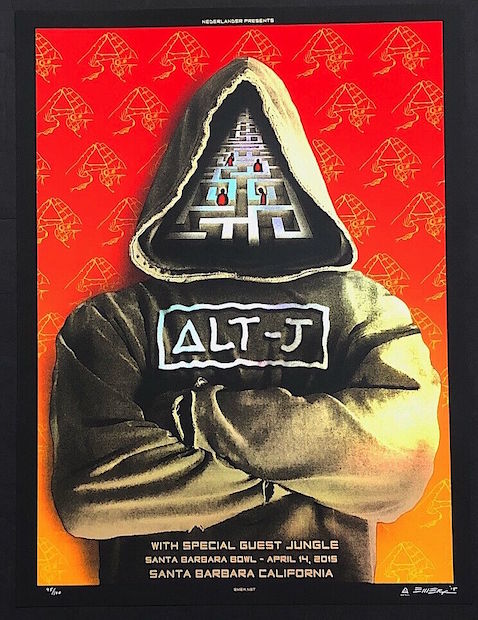 2015 Alt-J - Santa Barbara Silkscreen Concert Poster by Emek