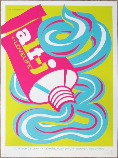2014 Alt-J - Denver Metallic Variant Silkscreen Concert Poster by Dan Stiles