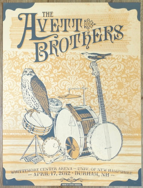 2012 The Avett Brothers - Durham Silkscreen Concert Poster by Status Serigraph