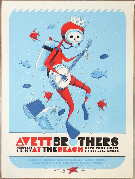 2017 The Avett Brothers - Mexico Silkscreen Concert Poster by Charles Crisler