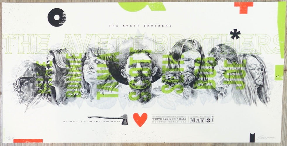 2022 The Avett Brothers - Houston Silkscreen Concert Poster by Garrett Morlan