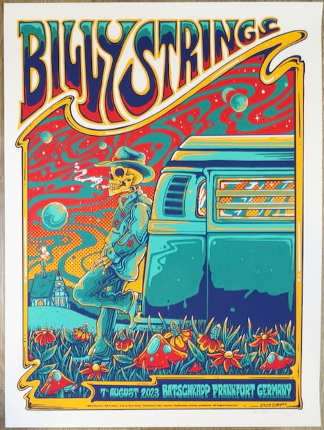 2023 Billy Strings - Frankfurt Silkscreen Concert Poster by Helen Kennedy