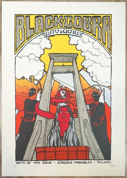 2008 Black Cobra - Milan Silkscreen Concert Poster by Malleus