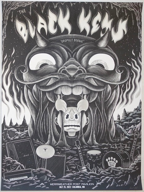 2022 The Black Keys - Columbia Greyscale Variant Concert Poster by Paul Kreizenbeck