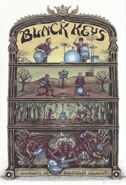 2012 The Black Keys - Charlotte Silkscreen Concert Poster by Emek