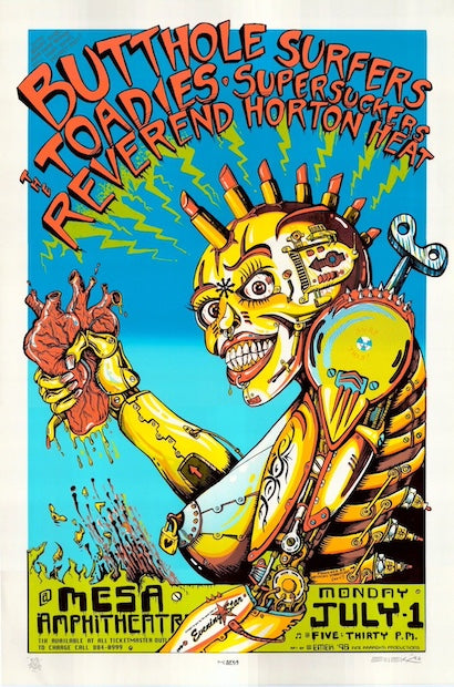 1996 Butthole Surfers & Reverend Horton Heat - Mesa Silkscreen Concert Poster by Emek