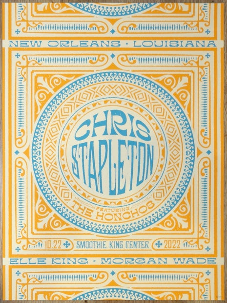 2022 Chris Stapleton - New Orleans Silkscreen Concert Poster by Jose Garcia