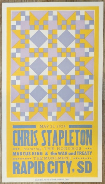 2024 Chris Stapleton - Rapid City Letterpress Concert Poster by Camp Nevernice