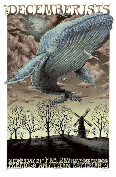 2007 The Decemberists - Amsterdam Silkscreen Concert Poster by Emek