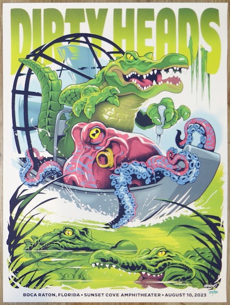 2023 Dirty Heads - Boca Raton Silkscreen Concert Poster by Nate Dino