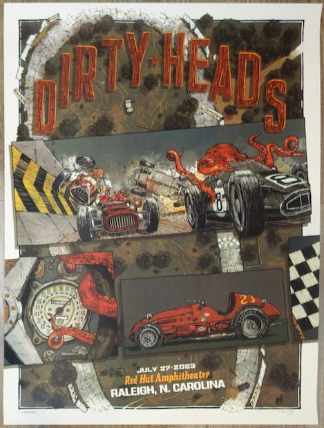 2023 Dirty Heads - Raleigh Silkscreen Concert Poster by Landland