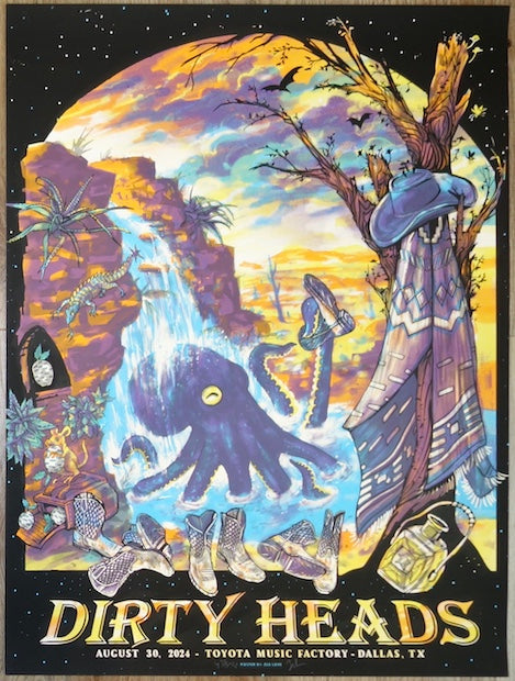2024 Dirty Heads - Dallas Silkscreen Concert Poster by Zeb Love