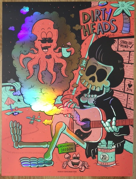 2024 Dirty Heads - Jacksonville Foil Variant Concert Poster by Stuffed Brain