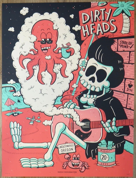 2024 Dirty Heads - Jacksonville Silkscreen Concert Poster by Stuffed Brain