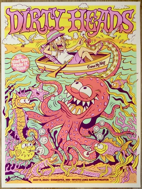 2026 Dirty Heads - Shakopee Silkscreen Concert Poster by Burrito Breath