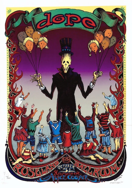2000 Dope w/ Alice Cooper - NYC Silkscreen Concert Poster by Emek