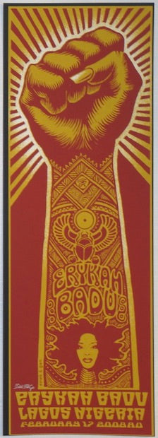 2008 Erykah Badu - Lagos Fist Silkscreen Handbill By Emek