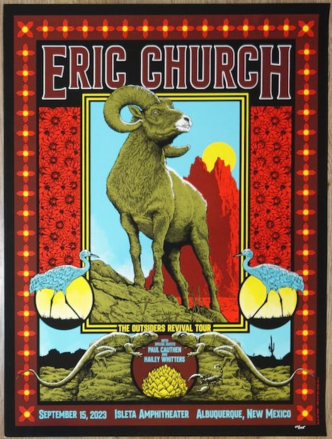 2023 Eric Church - Albuquerque Silkscreen Concert Poster by Pat Hamou