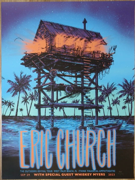 2023 Eric Church - West Palm Beach Silkscreen Concert Poster by Barry Blankenship