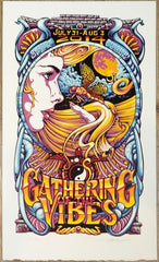 2014 Gathering of the Vibes - Bridgeport Linocut Concert Poster by AJ Masthay