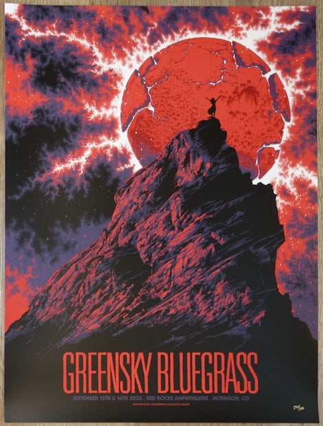 2023 Greensky Bluegrass - Red Rocks Silkscreen Concert Poster by Ken Taylor