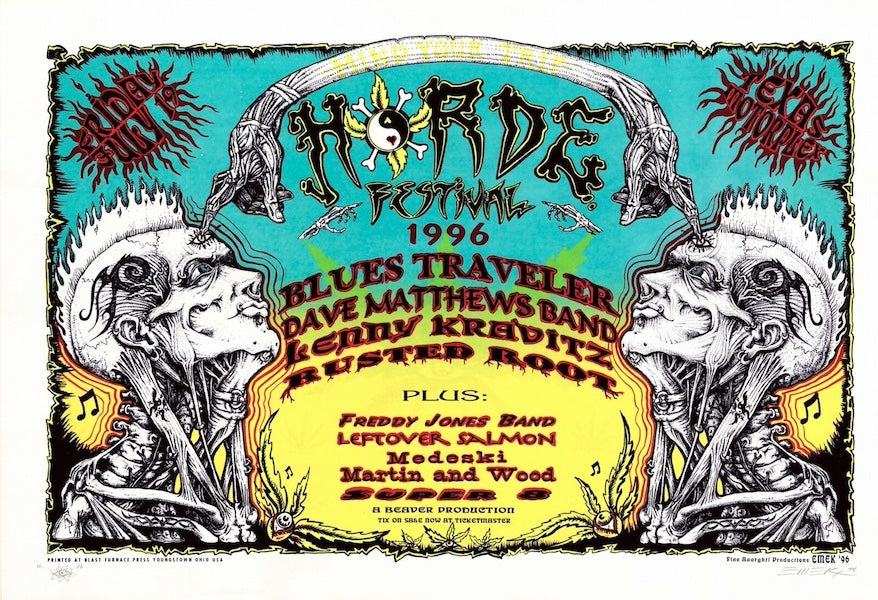1996 HORDE w/ Dave Matthews Band & Blues Traveler - Silkscreen Concert Poster by Emek
