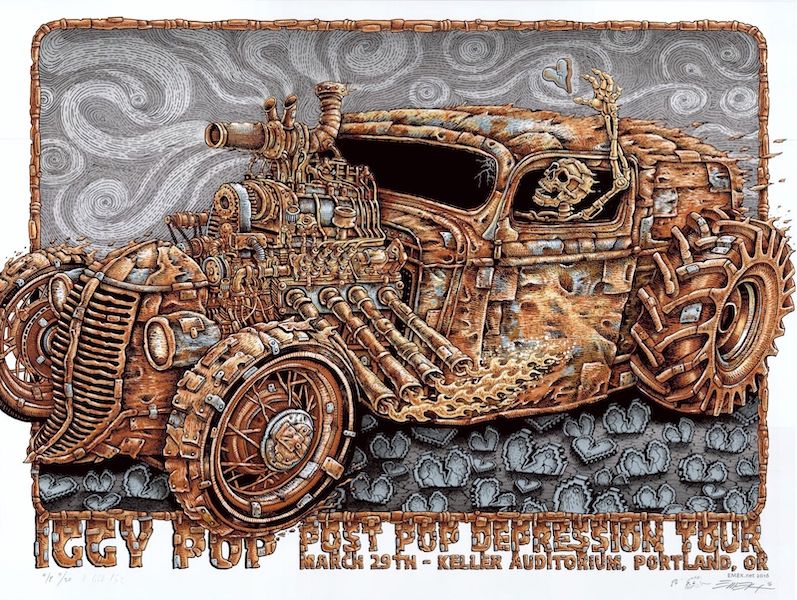 2016 Iggy Pop - Portland Silkscreen Concert Poster by Emek