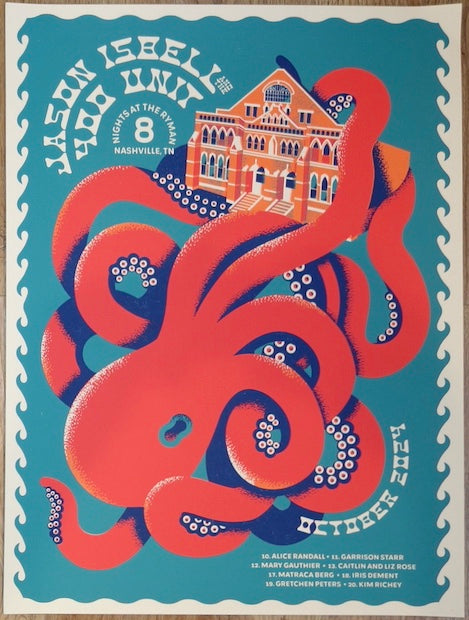 2024 Jason Isbell - Nashville Silkscreen Concert Poster by Stephanie O'Byrne