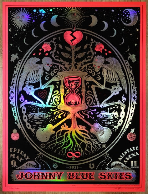2025 Johnny Blue Skies - Rosemont Foil Silkscreen Concert Poster by Emek
