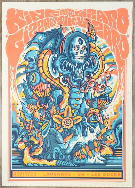 2023 King Gizzard - Lausanne Silkscreen Concert Poster by Drew Millward