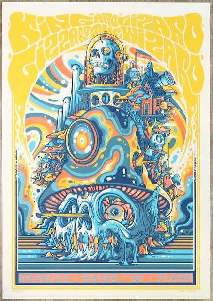 2023 King Gizzard - Malmo Silkscreen Concert Poster by Drew Millward