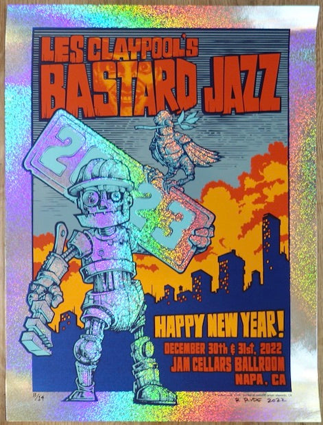 2022 Les Claypool's Bastard Jazz - Napa Sparkle Foil Variant Concert Poster by Reuben Rude