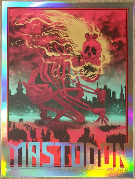 2022 Mastodon - Reno Foil Variant Silkscreen Concert Poster by Nikita Kaun