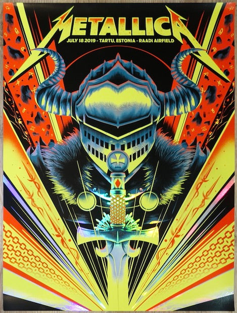 2019 Metallica - Tartu Foil Variant Silkscreen Concert Poster by Arno Kiss