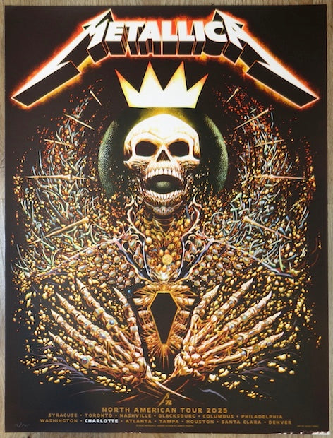 2025 Metallica - Charlotte Silkscreen Concert Poster by Miles Tsang