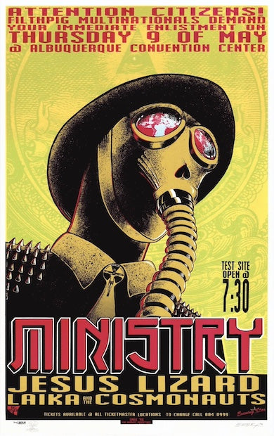 1996 Ministry w/ Jesus Lizard - Albuquerque Silkscreen Concert Poster by Emek