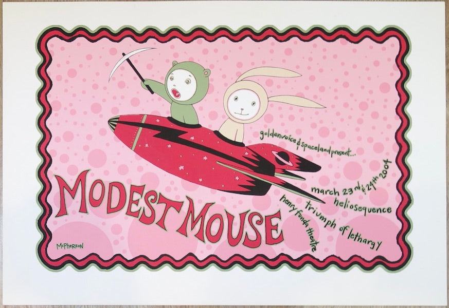 2004 Modest Mouse - Los Angeles Silkscreen Concert Poster by Tara McPherson