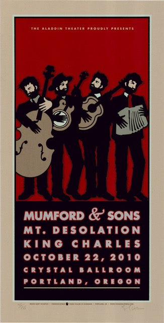 2010 Mumford & Sons - Portland Silkscreen Concert Poster by Gary Houston