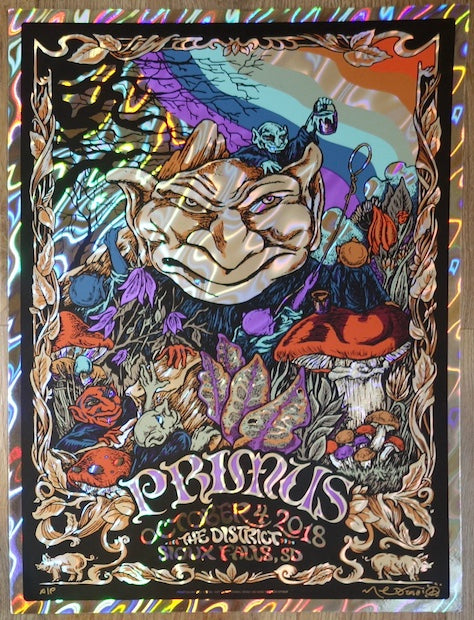 2018 Primus - Sioux Falls Lava Foil Variant Concert Poster by Nathaniel Deas
