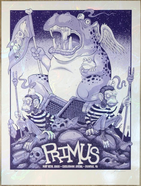2025 Primus - Fairfax White Swirl Foil Variant Concert Poster by Jim Mazza