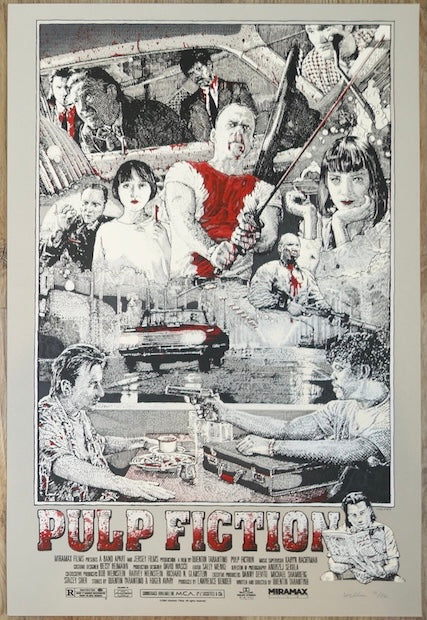 2014 "Pulp Fiction" - Natural White Variant Movie Poster by David Welker