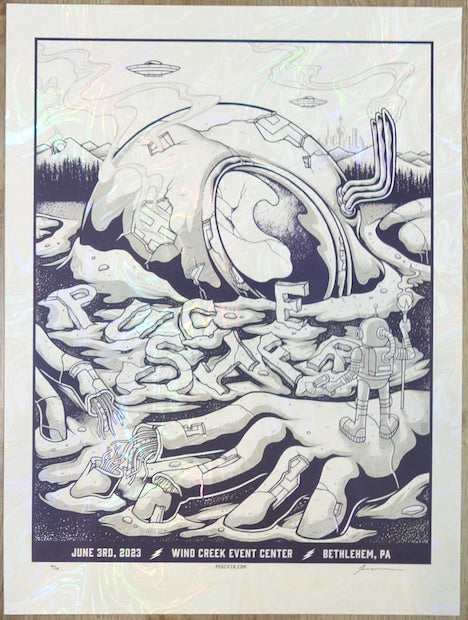 2023 Puscifer - Bethlehem White Swirl Foil Variant Concert Poster by Jim Mazza