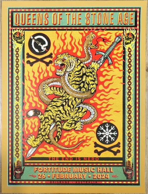 2024 Queens of the Stone Age - Brisbane II Silkscreen Concert Poster by Ben Brown