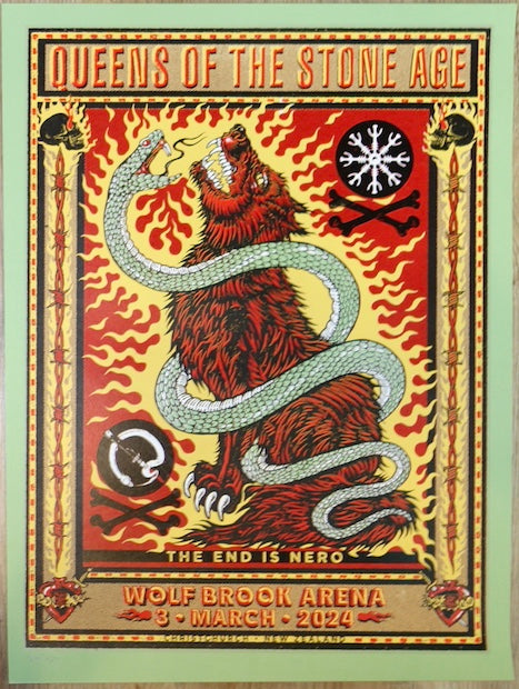 2024 Queens of the Stone Age - Christchurch Silkscreen Concert Poster by Ben Brown